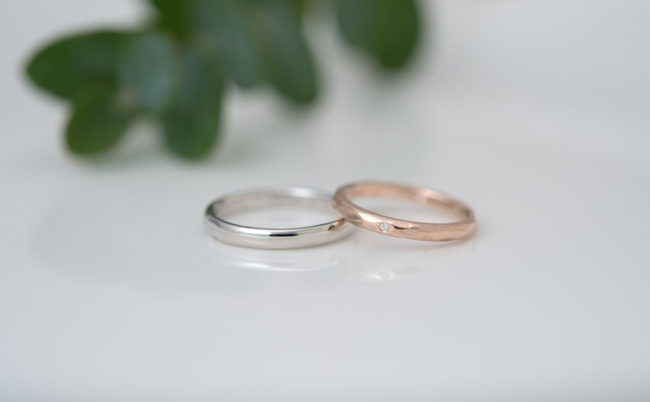 ふたりでつくる結婚指輪 - プラチナとK18PGの結婚指輪